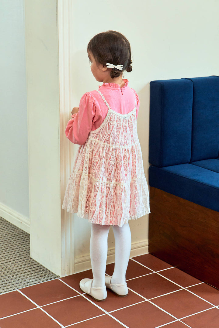 Alicia Long Sleeve Dress with Lace Cami Dress Combo - ToTo Heros l Premium Children's Clothing