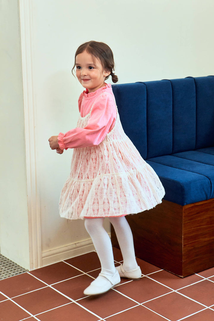 Alicia Long Sleeve Dress with Lace Cami Dress Combo - ToTo Heros l Premium Children's Clothing