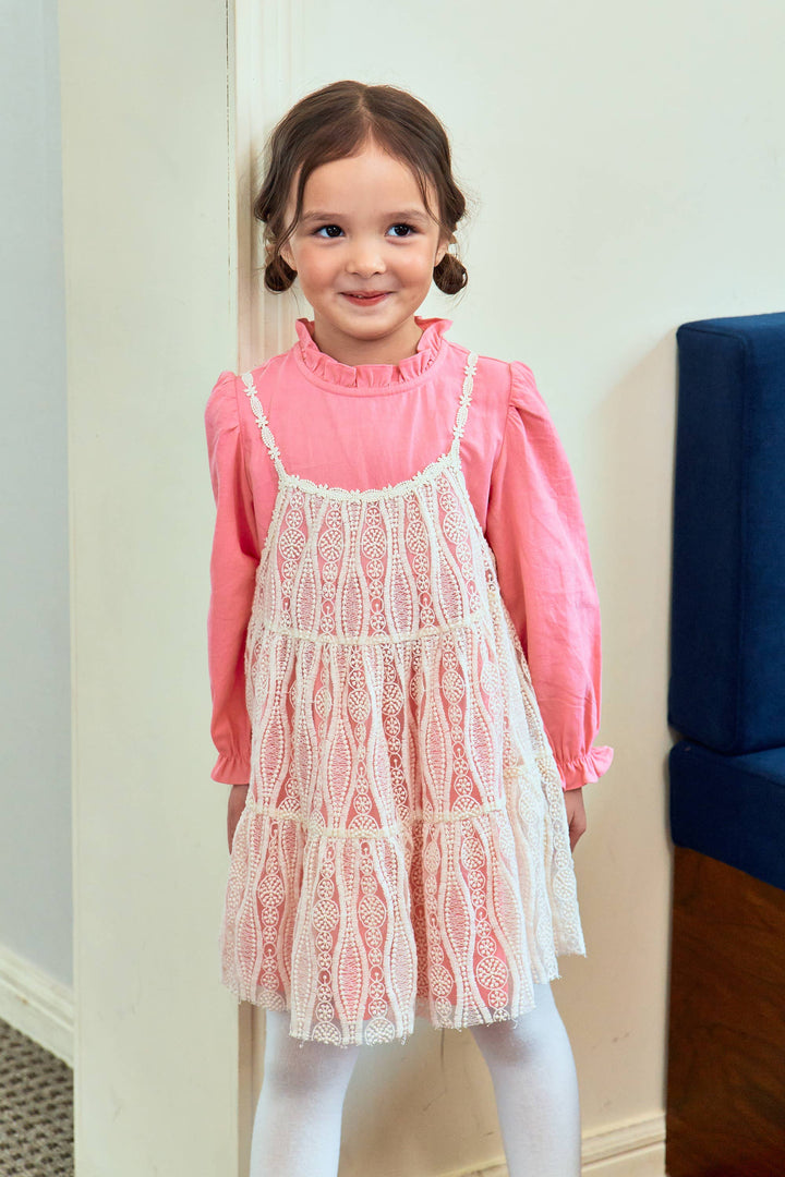 Alicia Long Sleeve Dress with Lace Cami Dress Combo - ToTo Heros l Premium Children's Clothing