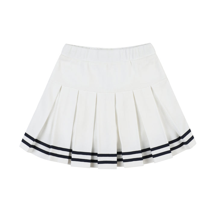 Victory Striped Pleated Skirt-Skirt - Kids-ToTo Heros-Ivory-ToTo Heros Premium Children's Clothing