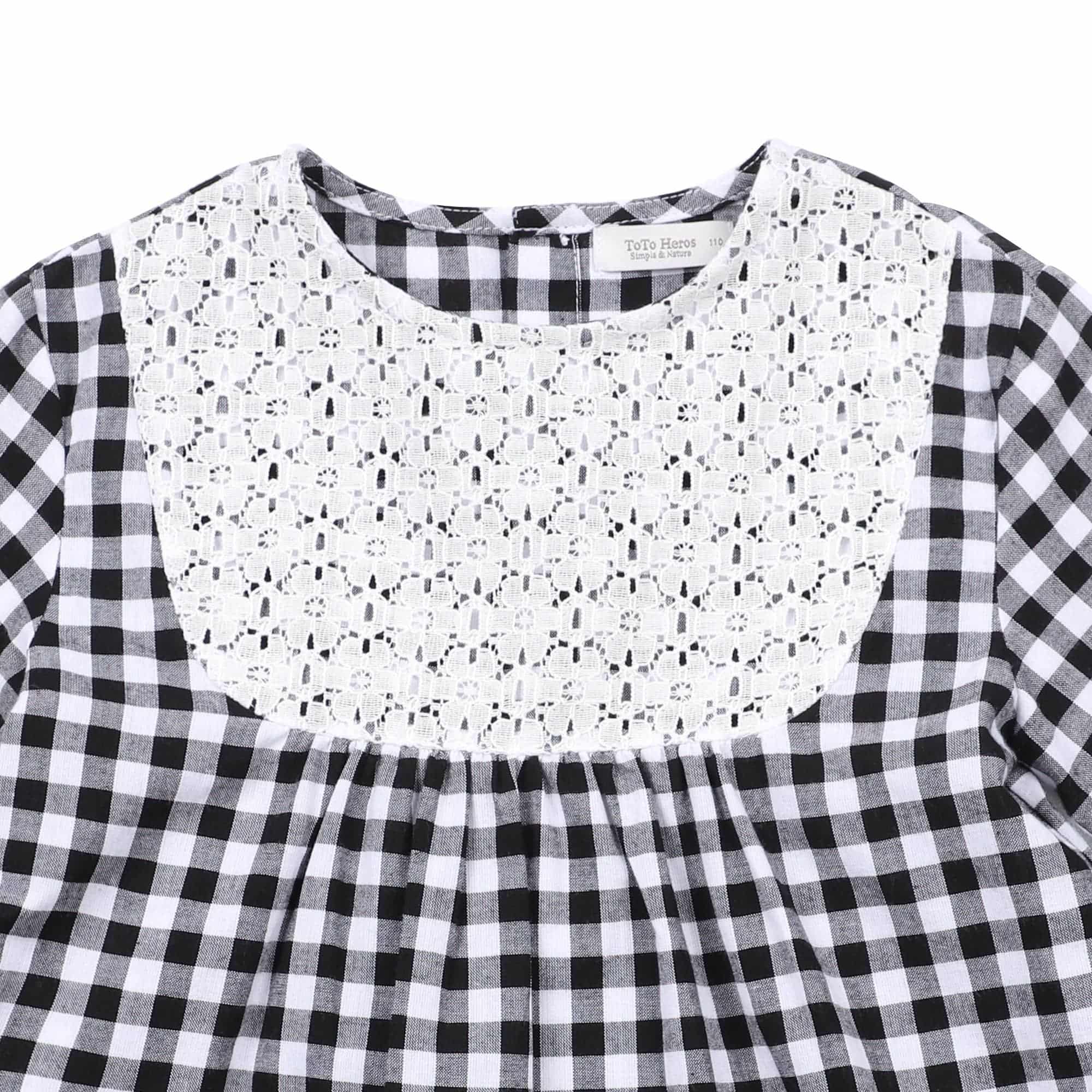 Gingham Lulu Blouse with Lace Accent - ToTo Heros l Premium Children's Clothing