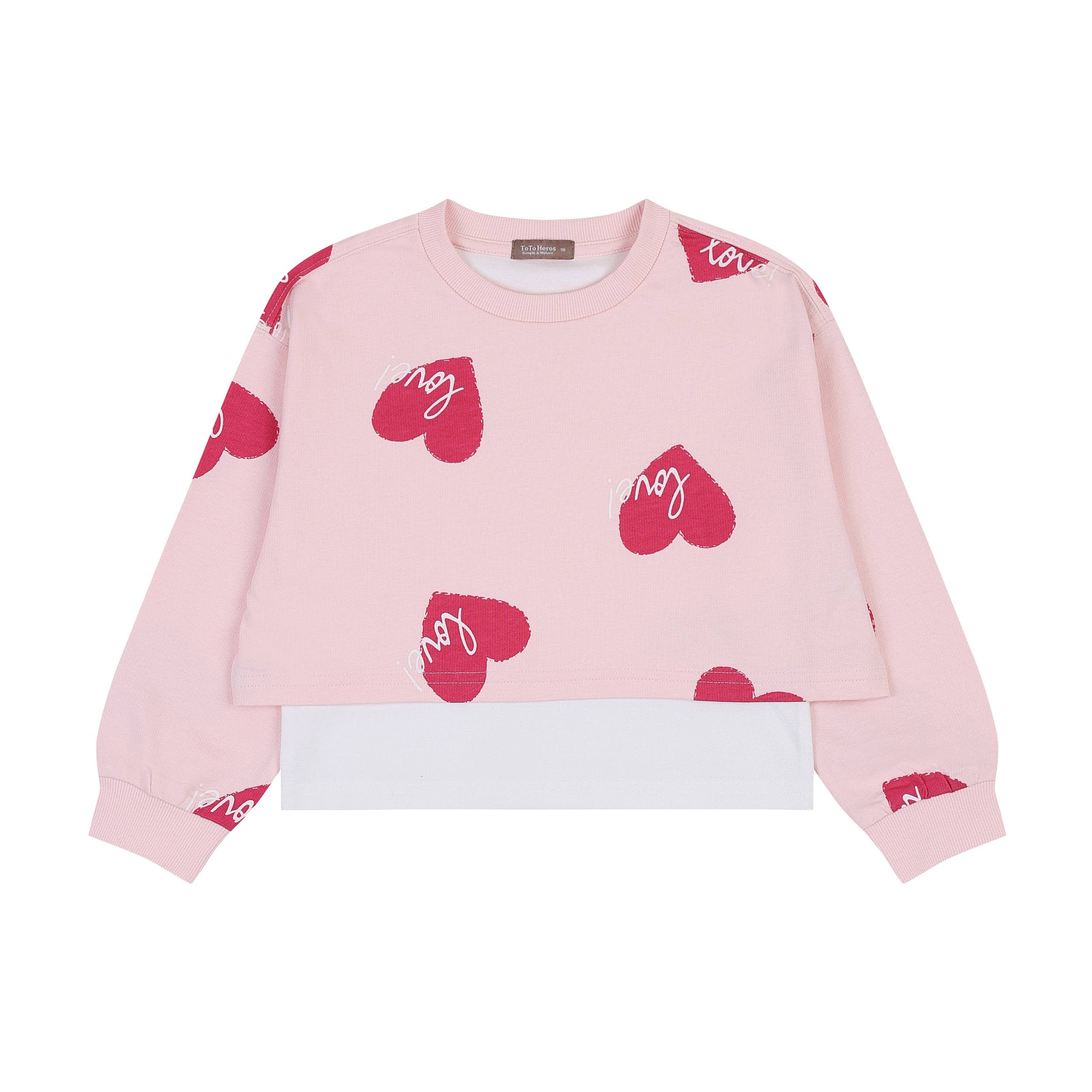 Heart Print Cropped Sweatshirt - ToTo Heros l Premium Children's Clothing