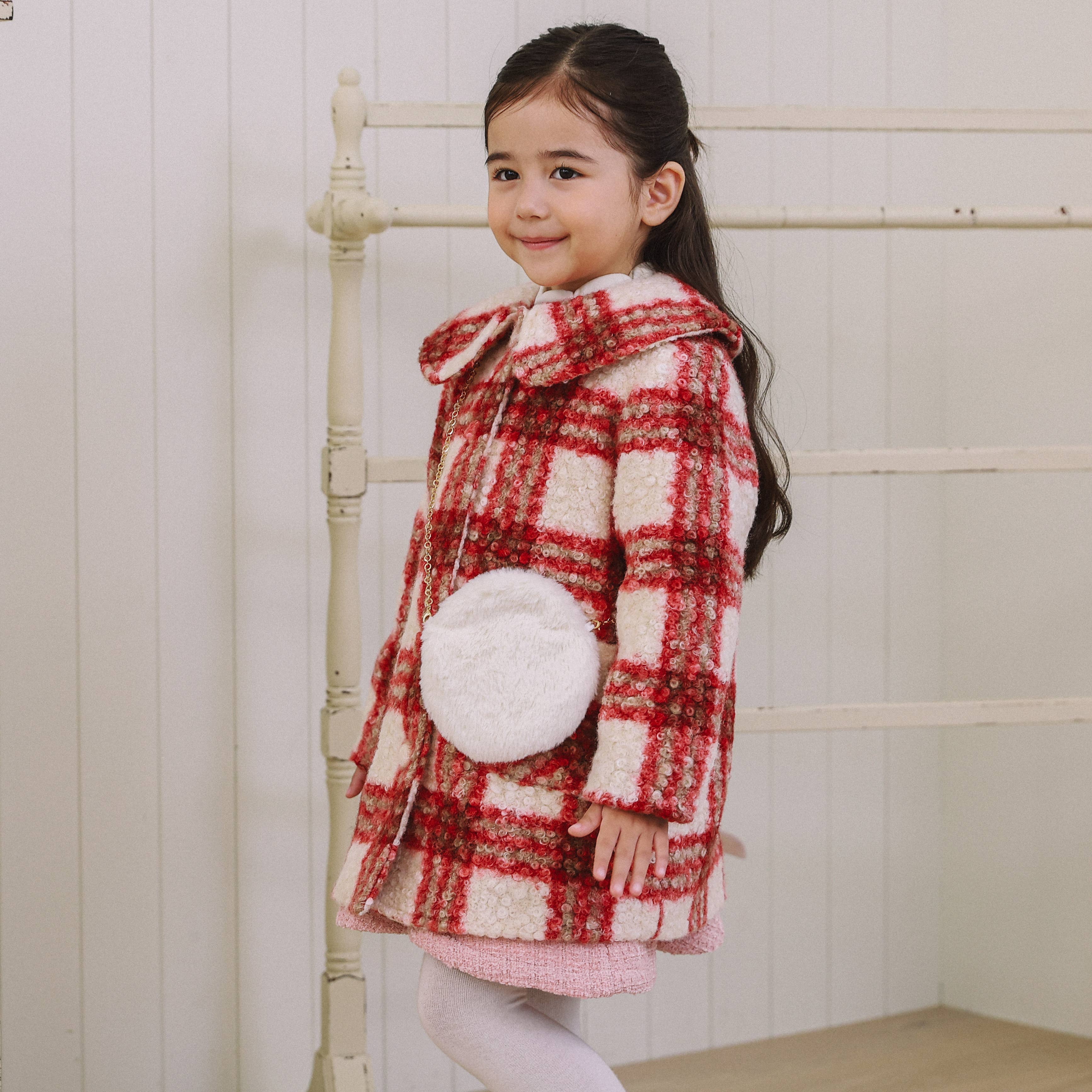 Amelia Checkered Coat with Mini Bag - ToTo Heros l Premium Children's Clothing