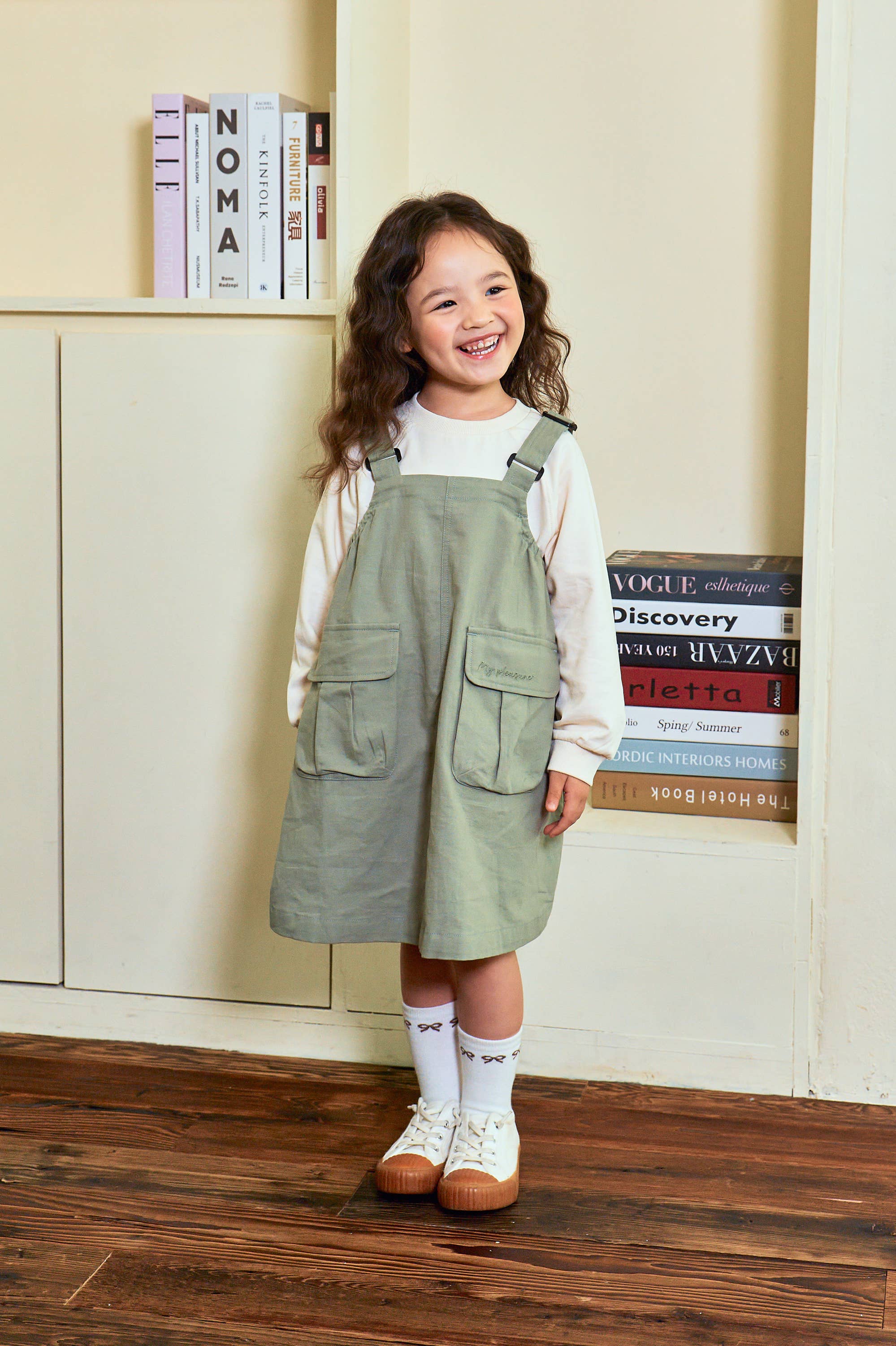 Adjustable Strap Overall Dress with Utility Pockets - ToTo Heros l Premium Children's Clothing