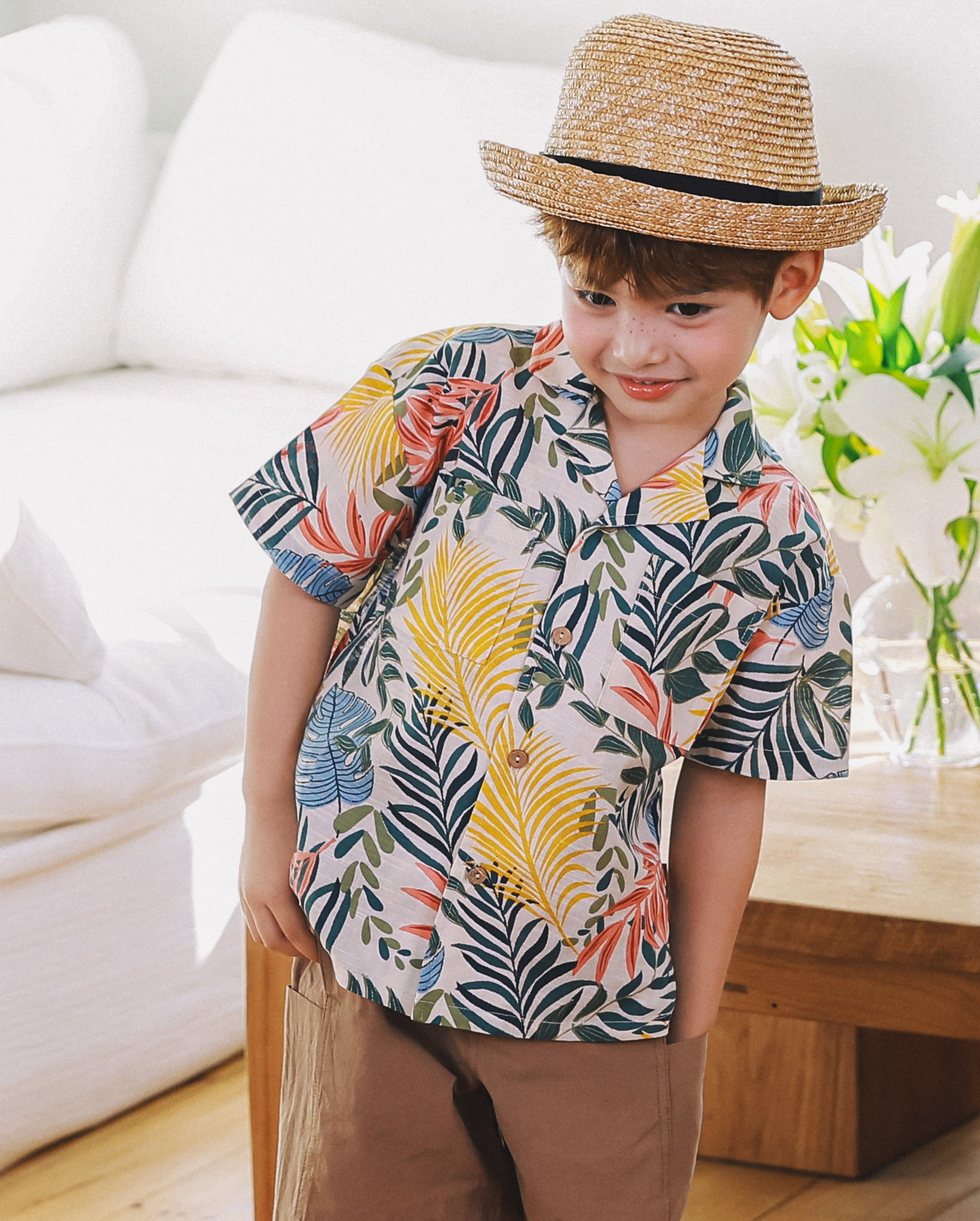 Tate Tropical Print Short Sleeve Vacation Shirt