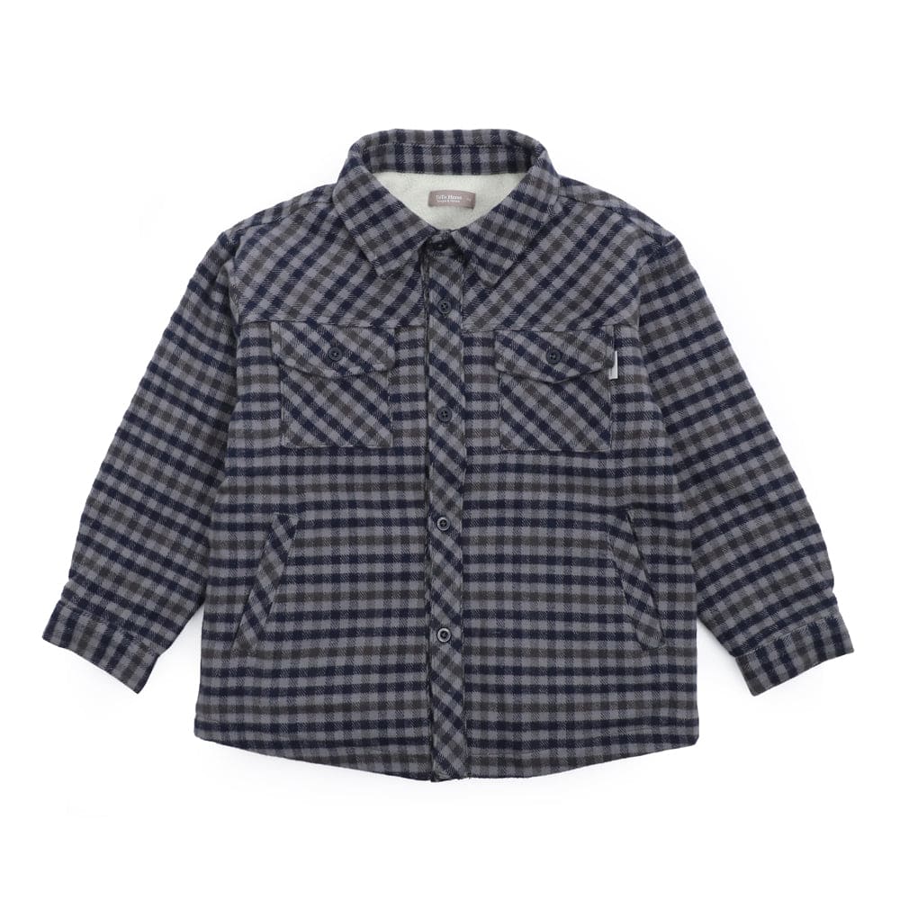 Nick Checkered Fleece Lined Wool Shirt - ToTo Heros l Premium Children's Clothing