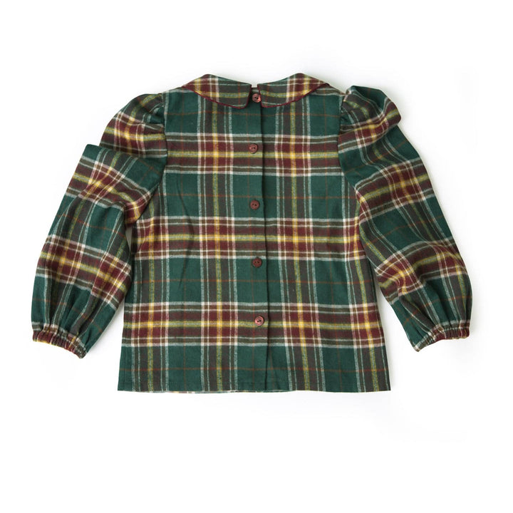 Bella Puff Shoulder Checkered Blouse - ToTo Heros l Premium Children's Clothing