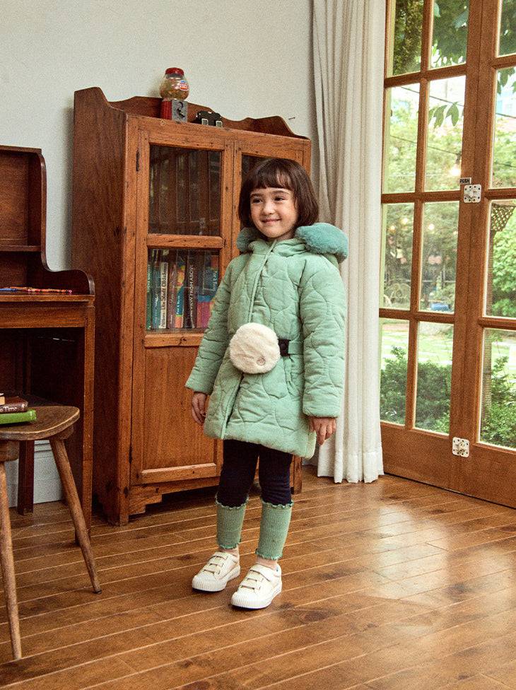 Corduroy Quilted Puffer Jacket with Belted Mini Bag - ToTo Heros l Premium Children's Clothing