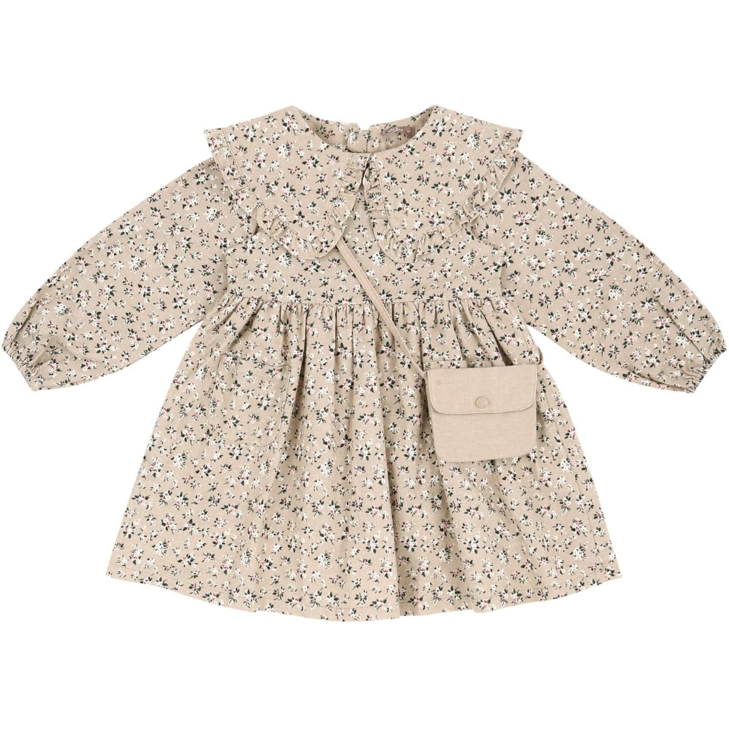 Floral Print Collared Dress with Mini Bag - ToTo Heros l Premium Children's Clothing