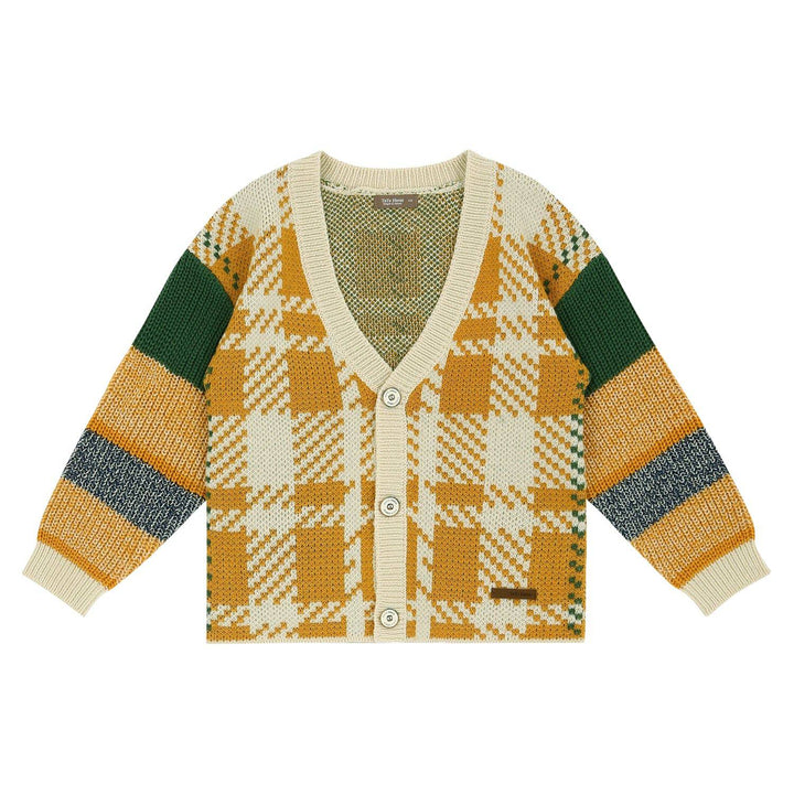 Multi-Colorblock Checkered Knit Cardigan - ToTo Heros l Premium Children's Clothing