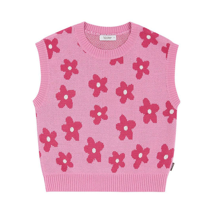 Pink Flower Knit Vest - ToTo Heros l Premium Children's Clothing