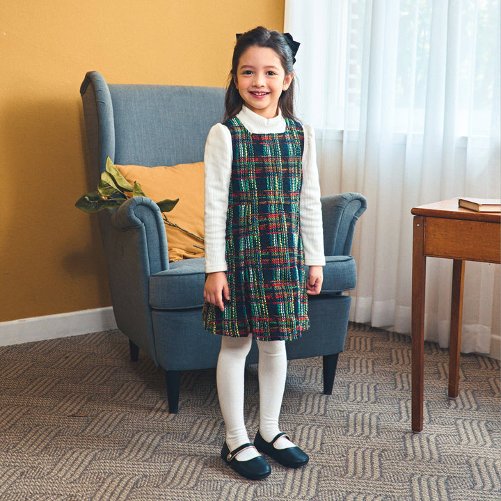 Multi Color Plaid Tweed Dress - ToTo Heros l Premium Children's Clothing