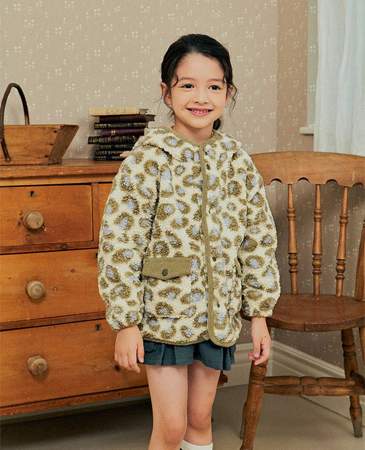 Leopard Print Fleece Hooded Jacket - ToTo Heros l Premium Children's Clothing