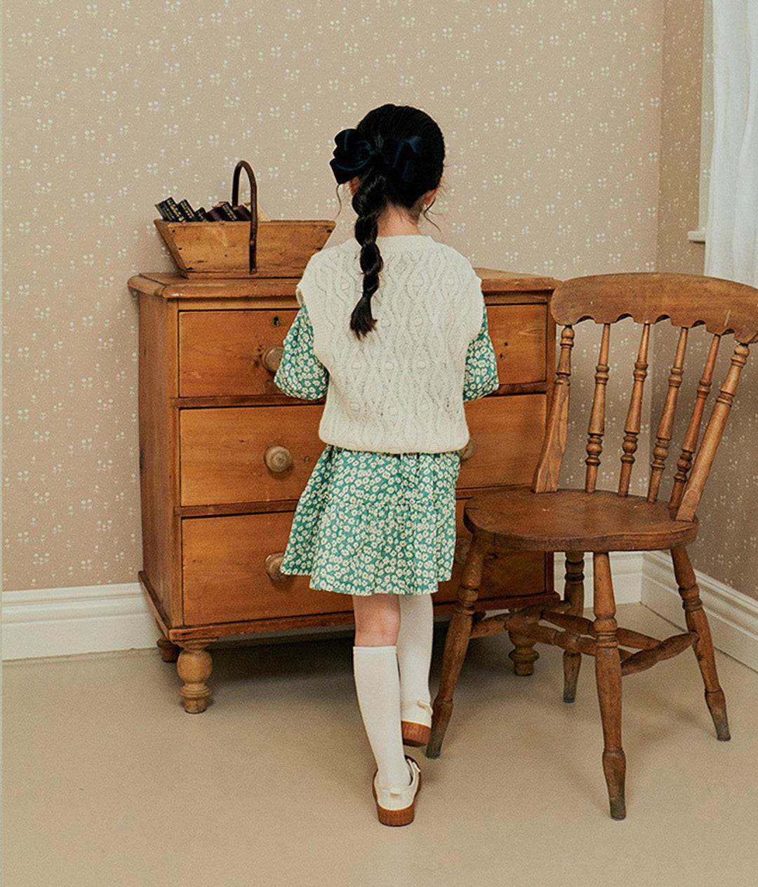 Green Floral Print Dress - ToTo Heros l Premium Children's Clothing