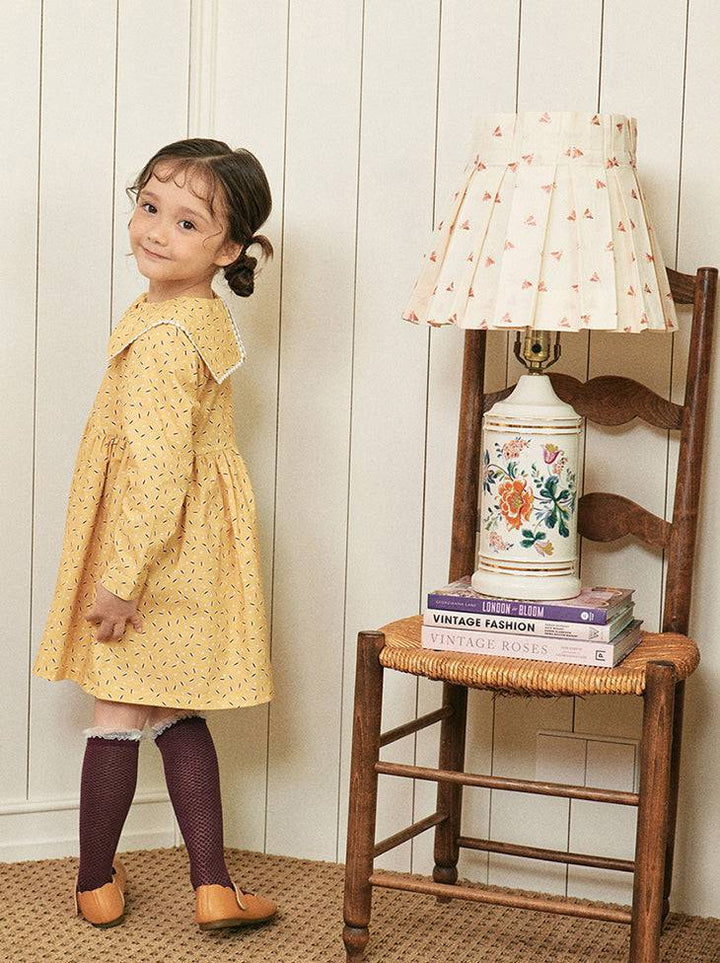 Macaroon Print Ribbon Collar Dress - ToTo Heros l Premium Children's Clothing