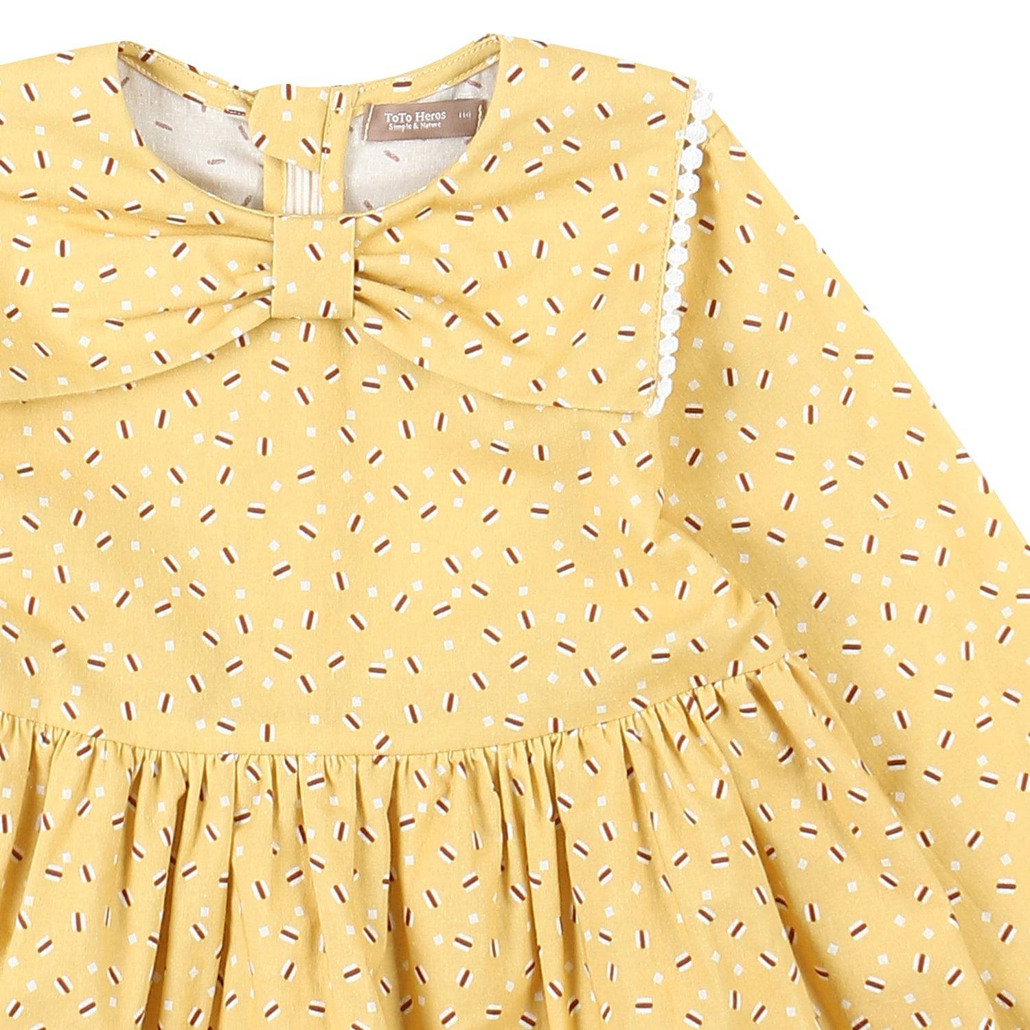 Macaroon Print Ribbon Collar Dress - ToTo Heros l Premium Children's Clothing