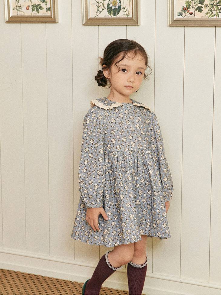 Celina Floral Print Corduroy Dress - ToTo Heros l Premium Children's Clothing