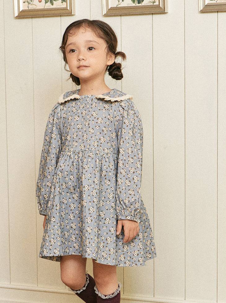 Celina Floral Print Corduroy Dress - ToTo Heros l Premium Children's Clothing