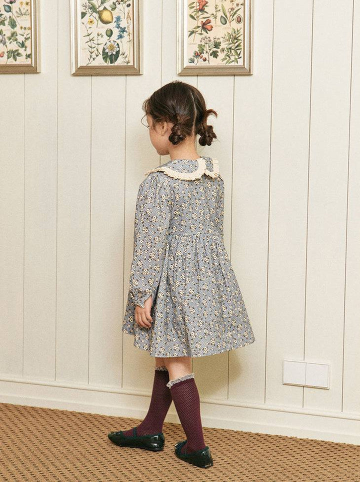 Celina Floral Print Corduroy Dress - ToTo Heros l Premium Children's Clothing