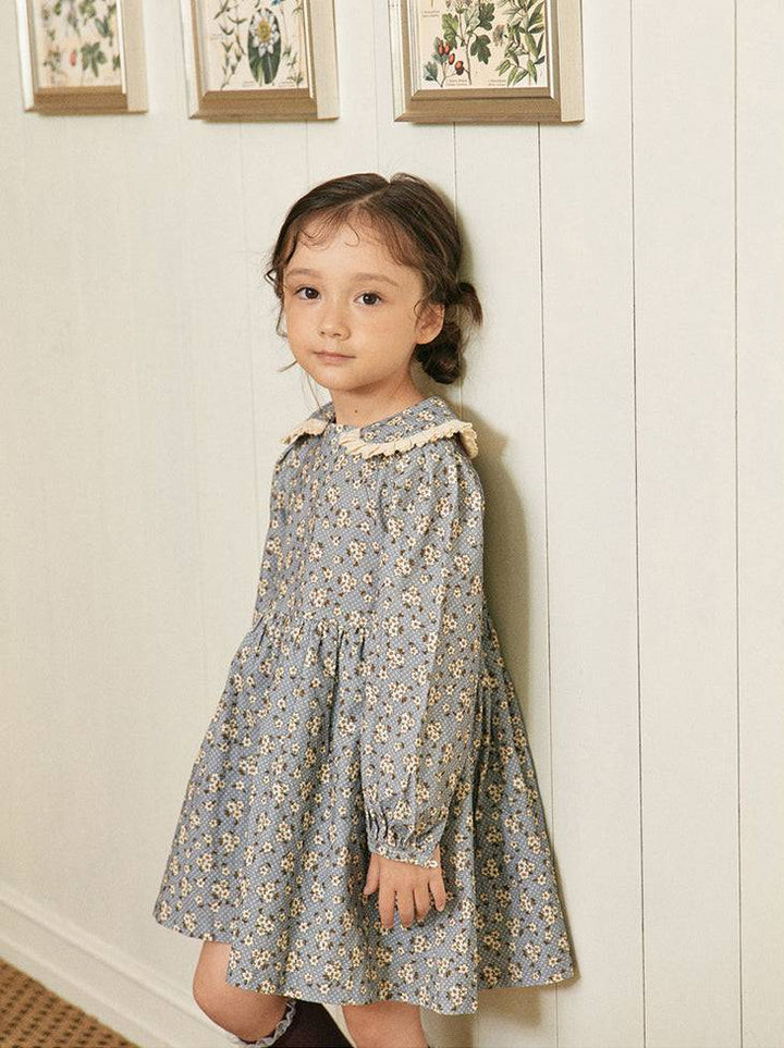 Celina Floral Print Corduroy Dress - ToTo Heros l Premium Children's Clothing