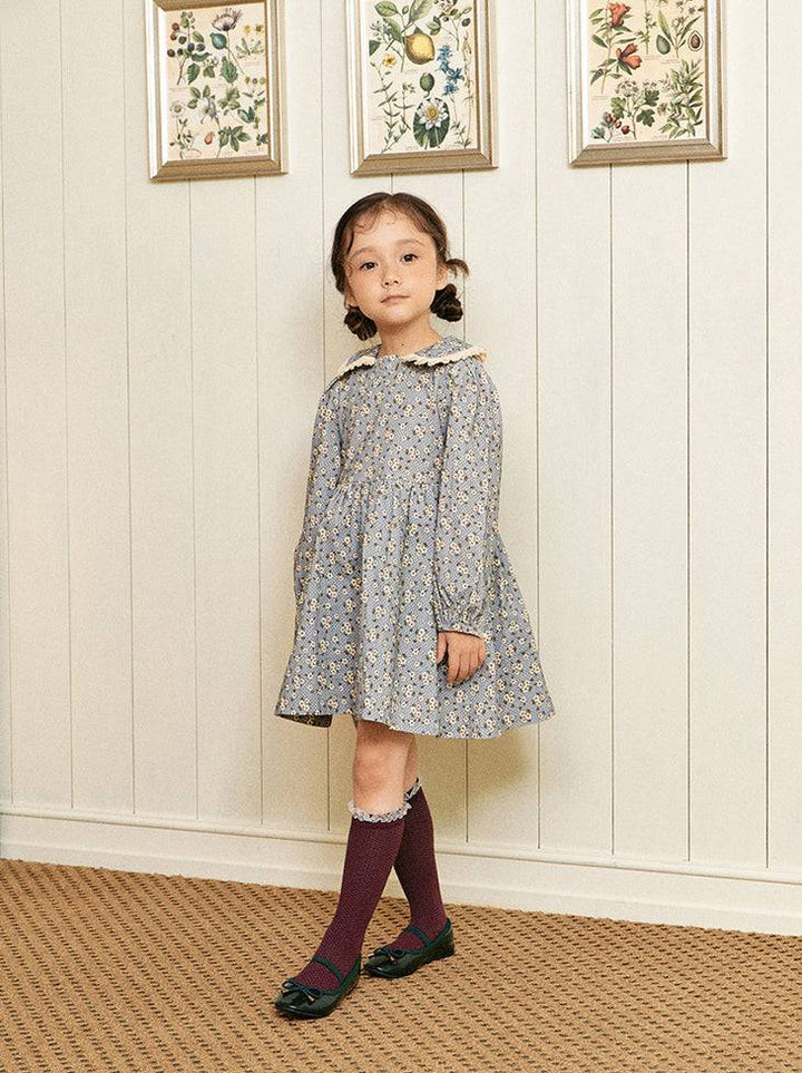 Celina Floral Print Corduroy Dress - ToTo Heros l Premium Children's Clothing