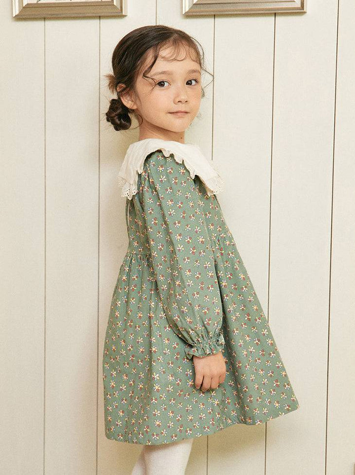 Tiana Floral Print Corduroy Dress with Mini Bag - ToTo Heros l Premium Children's Clothing