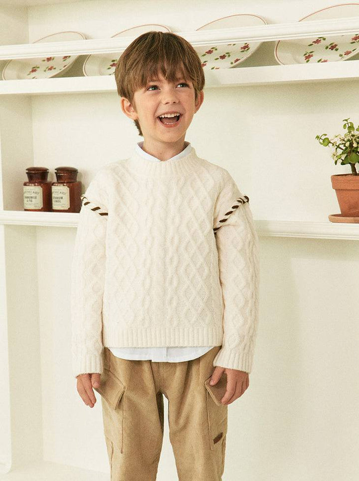 Max Braided Shoulder Cable Knit Sweater - ToTo Heros l Premium Children's Clothing