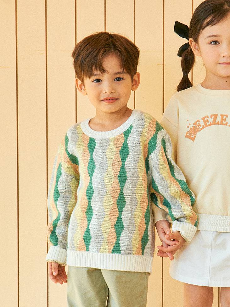 Wave Pattern Jacquard Sweater - ToTo Heros l Premium Children's Clothing