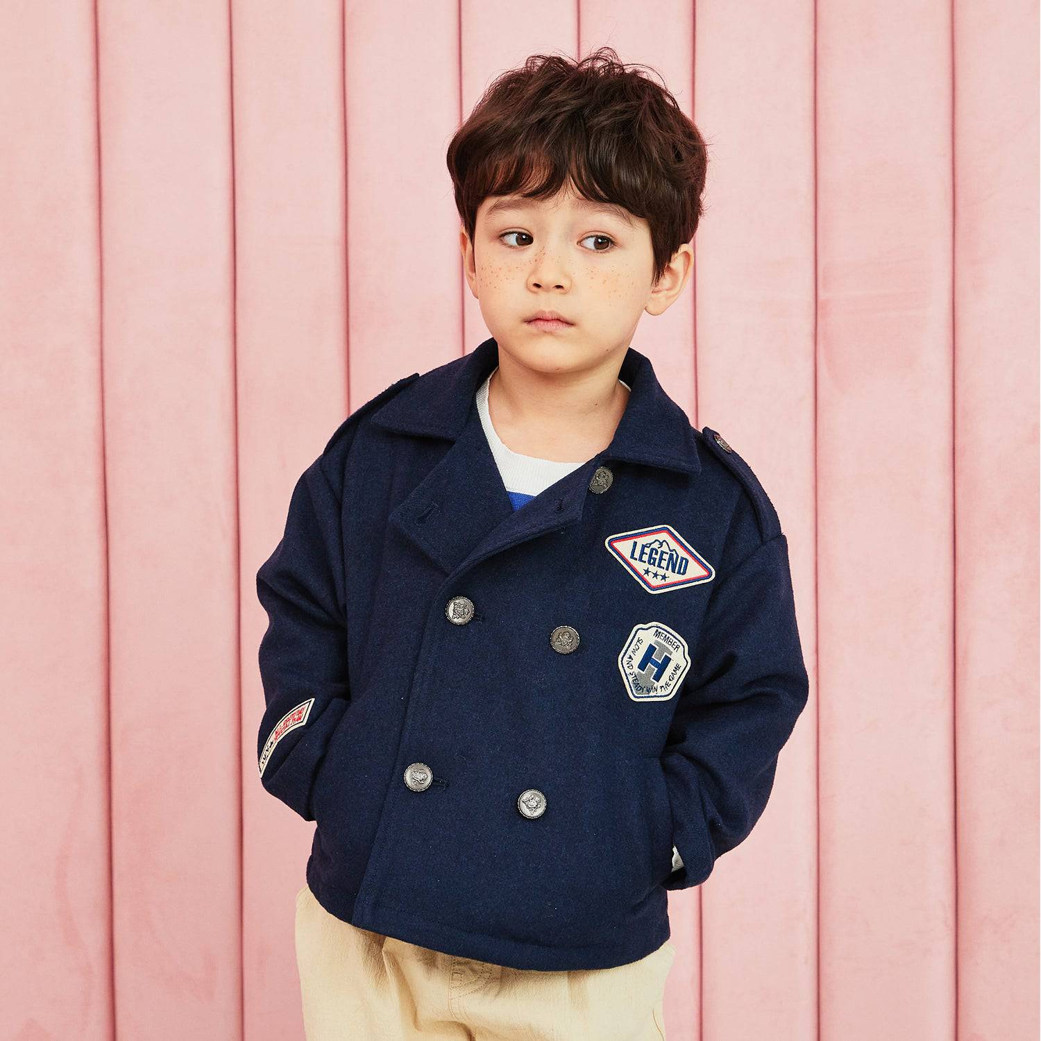 Double Breasted Patch Jacket - ToTo Heros l Premium Children's Clothing