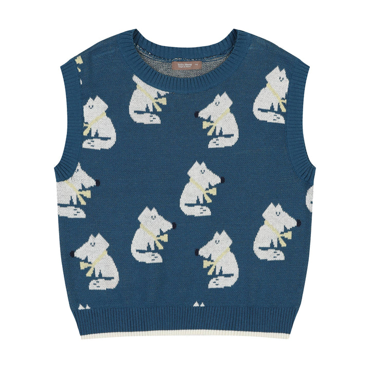 Fox Pattern Round Neck Knit Vest - ToTo Heros l Premium Children's Clothing