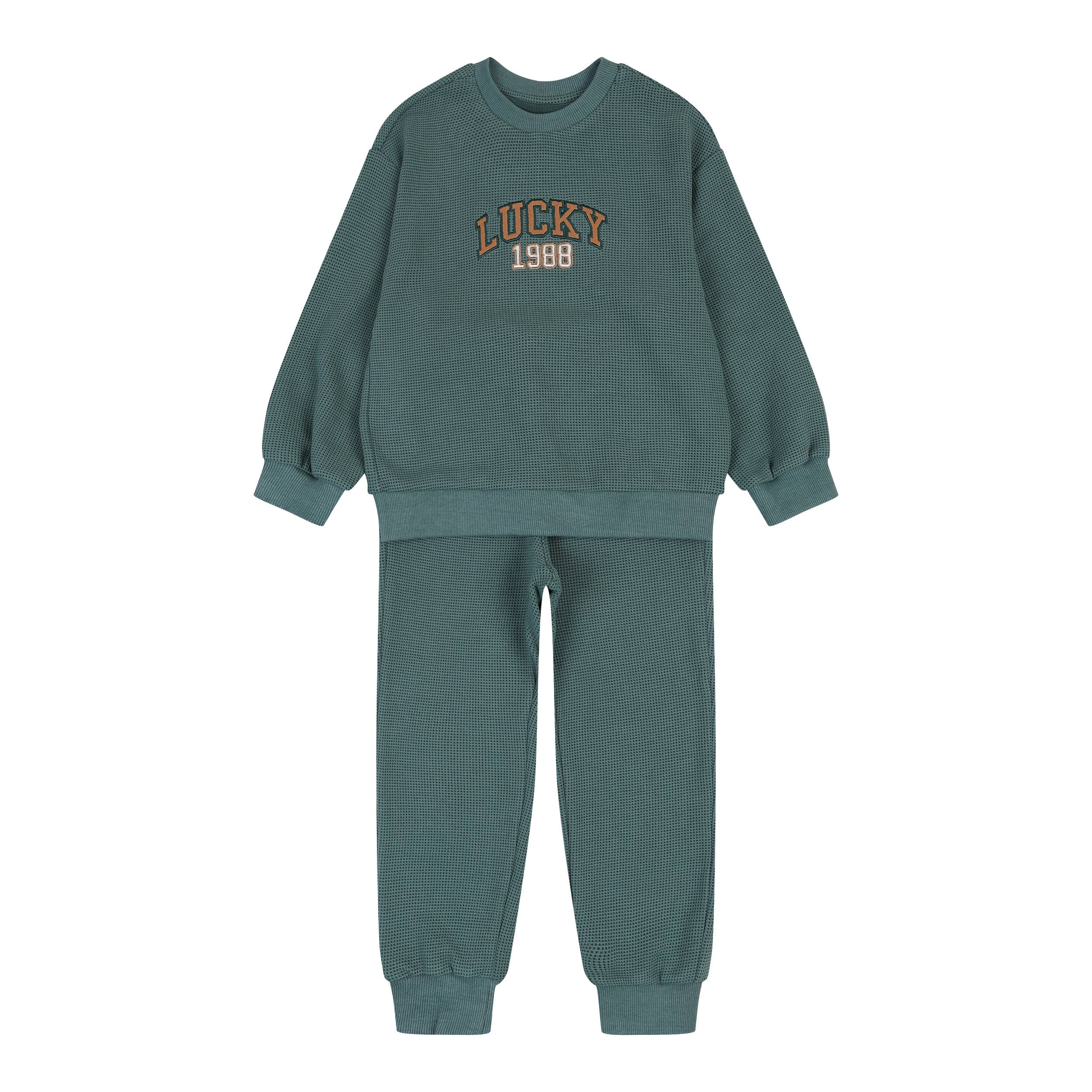 Lucky Waffled Sweatshirt & Sweatpants Set - ToTo Heros l Premium Children's Clothing