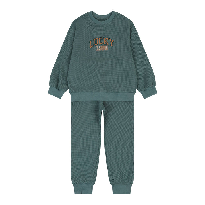 Lucky Waffled Sweatshirt & Sweatpants Set - ToTo Heros l Premium Children's Clothing