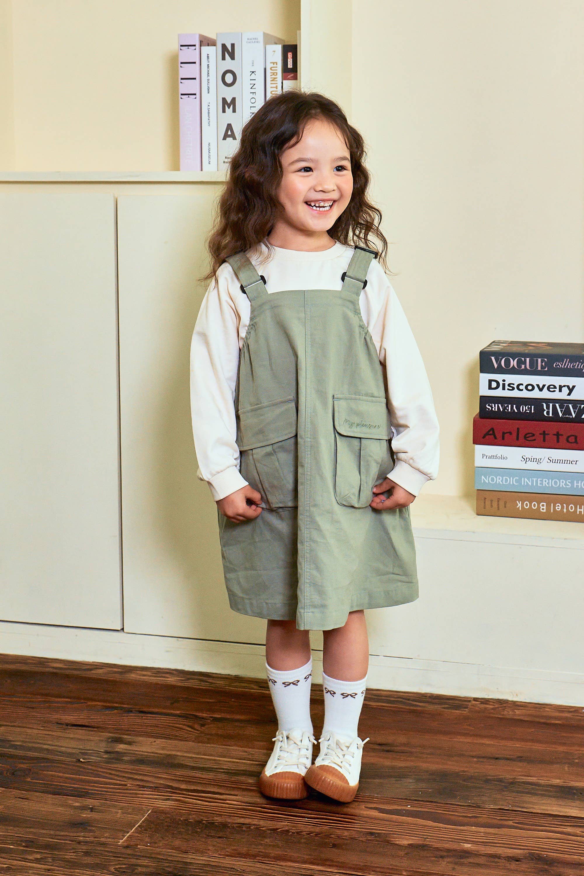 Adjustable Strap Overall Dress with Utility Pockets - ToTo Heros l Premium Children's Clothing