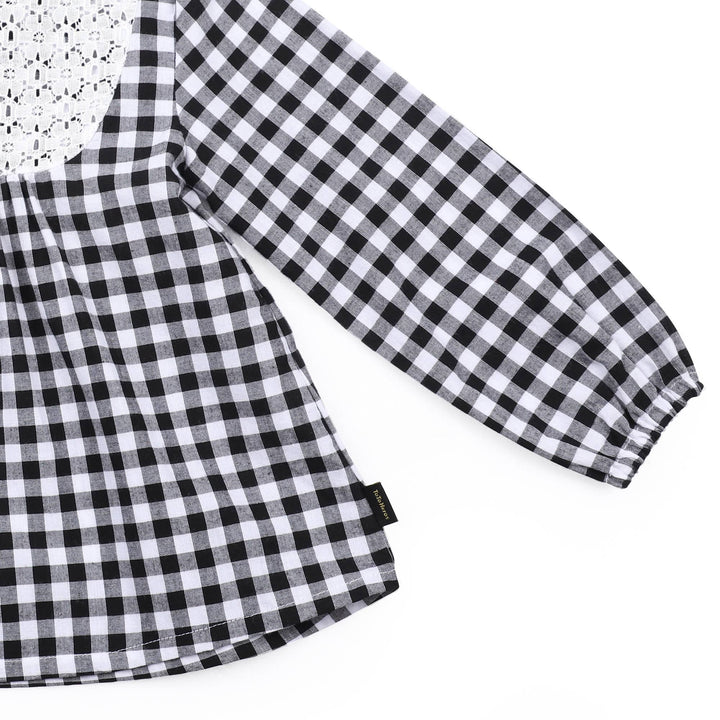 Gingham Lulu Blouse with Lace Accent - ToTo Heros l Premium Children's Clothing