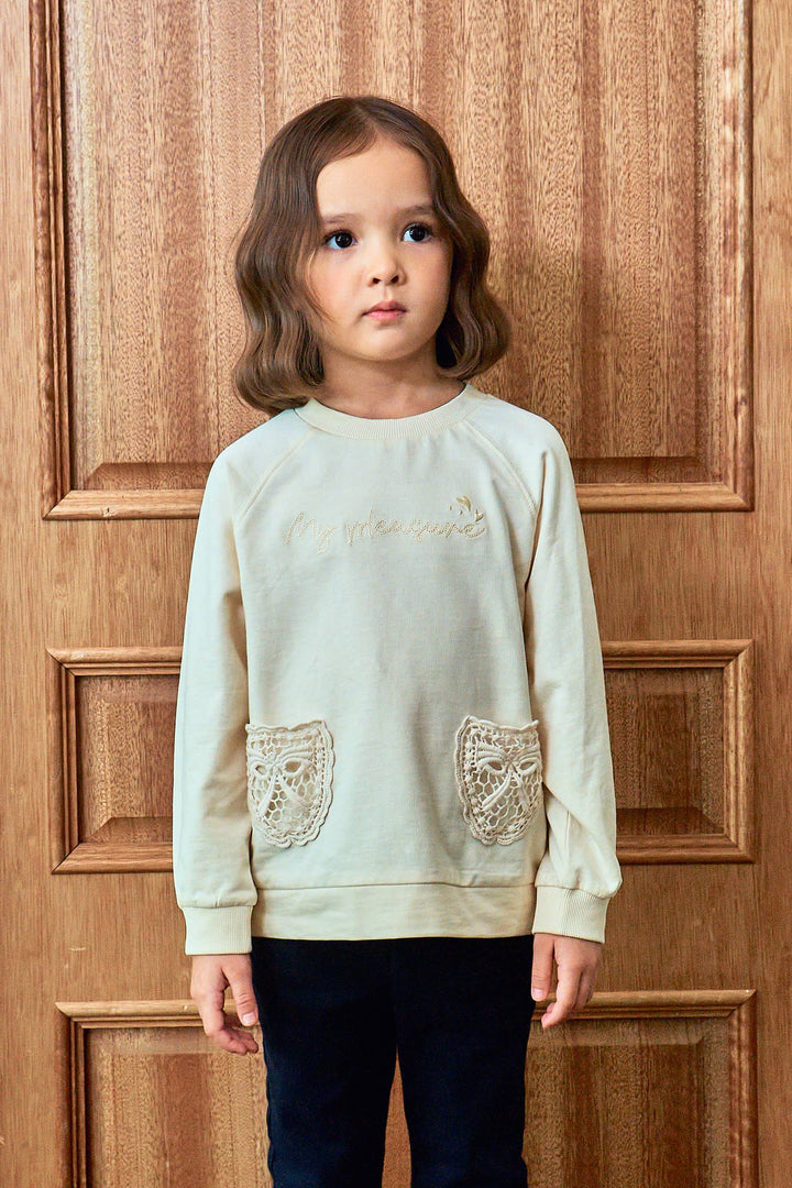 Mary Raglan Sweatshirt with Crochet Pockets - ToTo Heros l Premium Children's Clothing