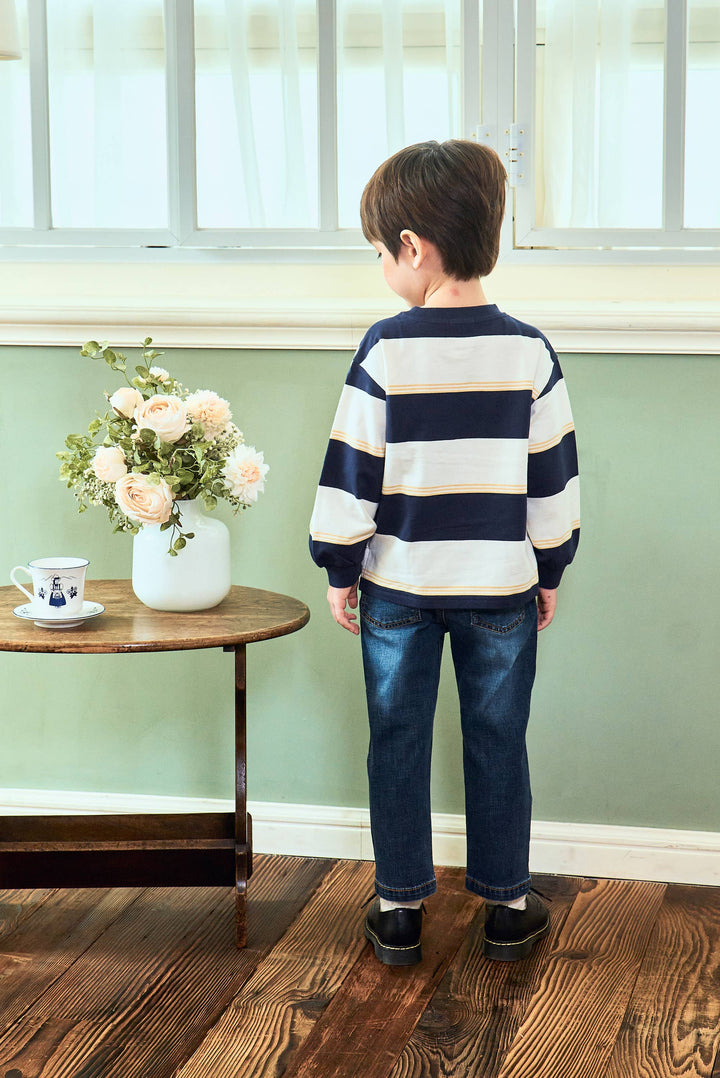 Tricolor Striped Long Sleeve Tee - ToTo Heros l Premium Children's Clothing