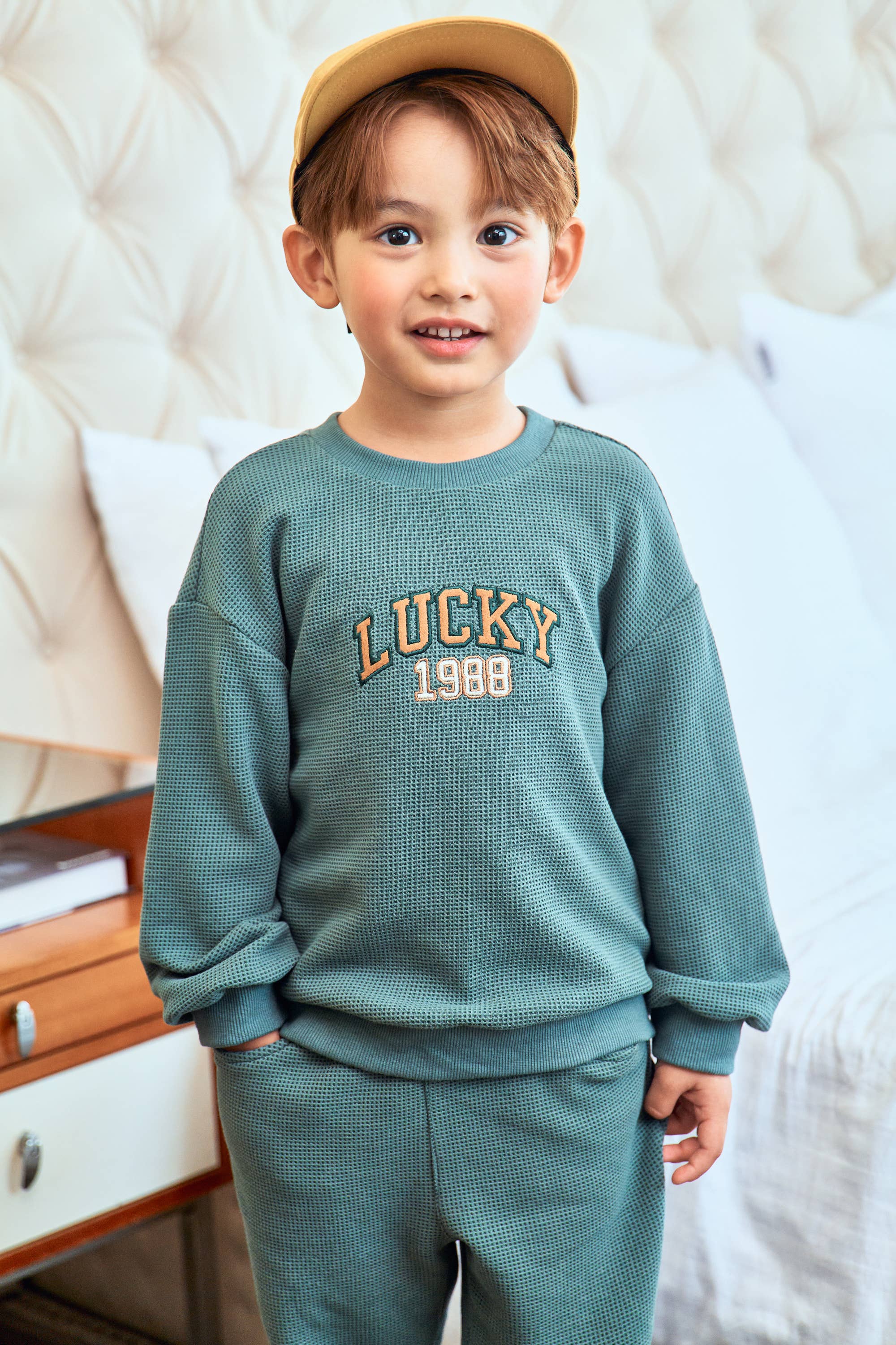 Lucky Waffled Sweatshirt & Sweatpants Set - ToTo Heros l Premium Children's Clothing