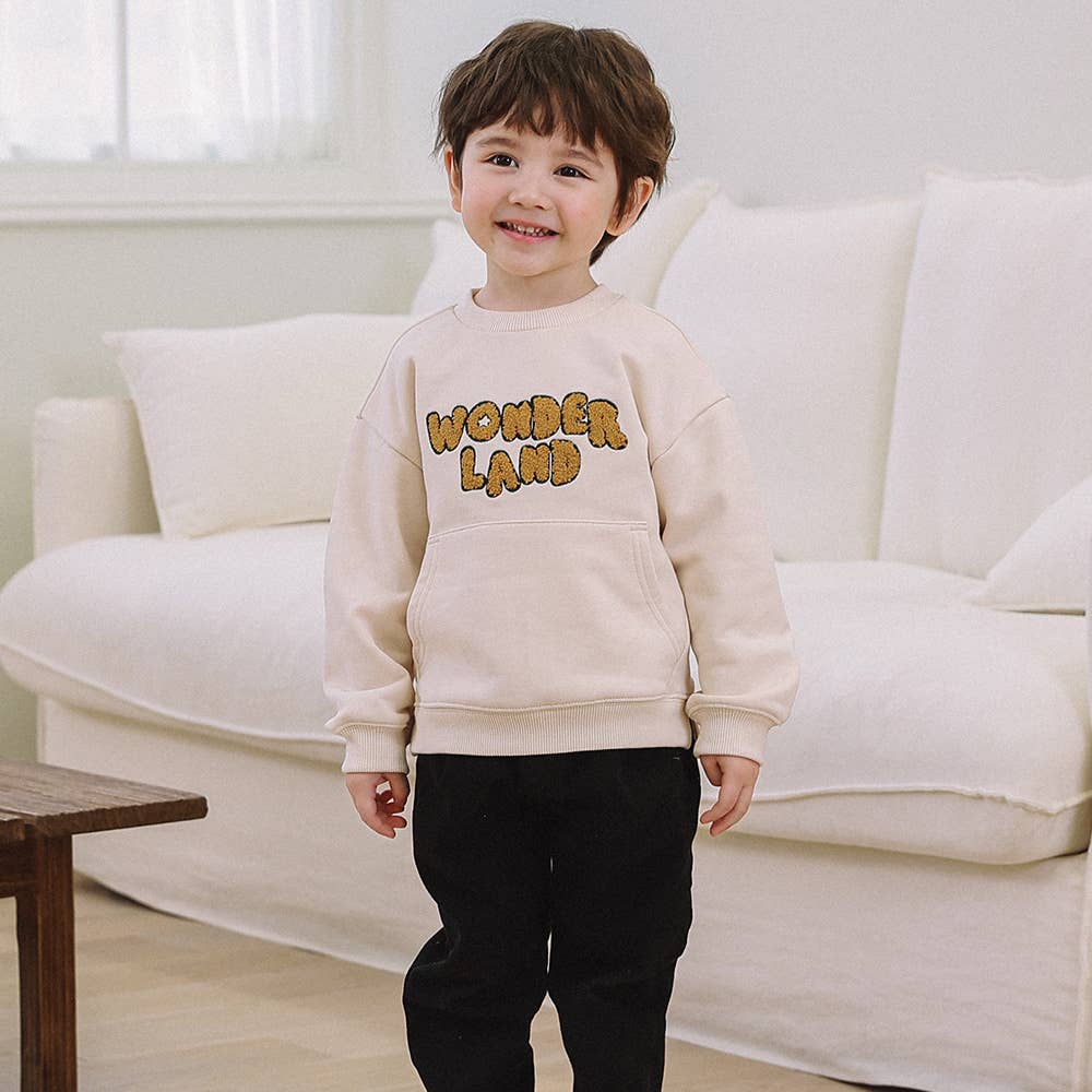 Kai Fleeced Pocket Chenille Lettering Patch Sweatshirt - ToTo Heros l Premium Children's Clothing