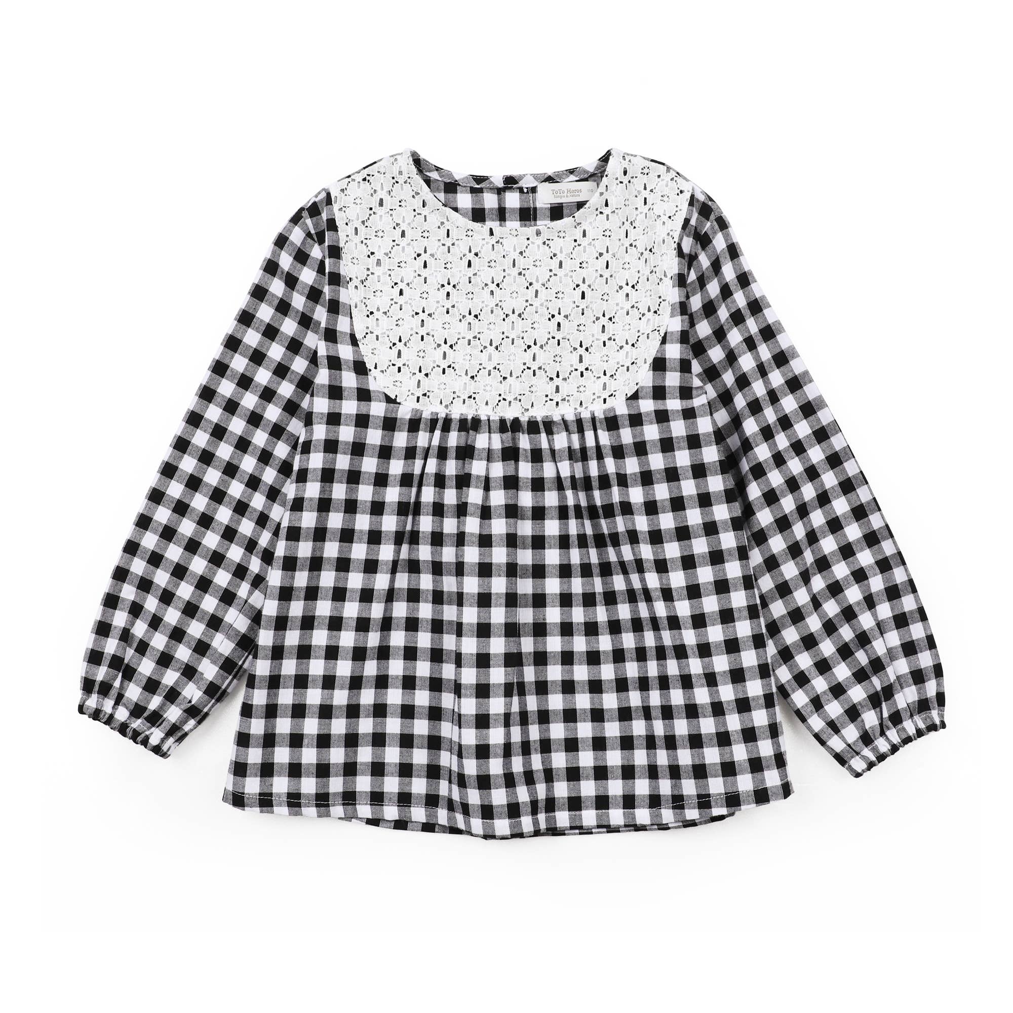 Gingham Lulu Blouse with Lace Accent - ToTo Heros l Premium Children's Clothing