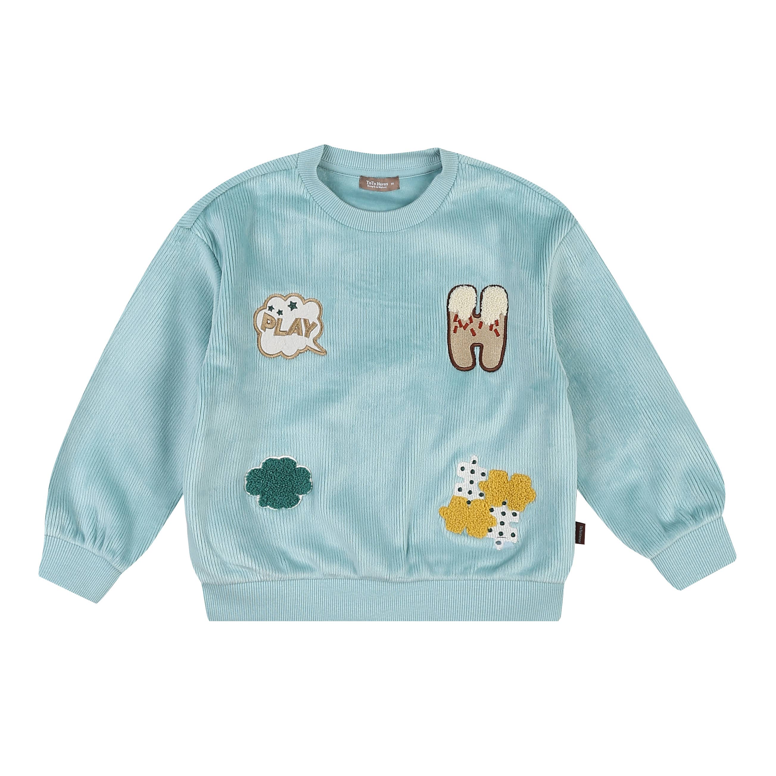 Ian Embroidery Patch Velvet Corduroy Sweatshirt - ToTo Heros l Premium Children's Clothing