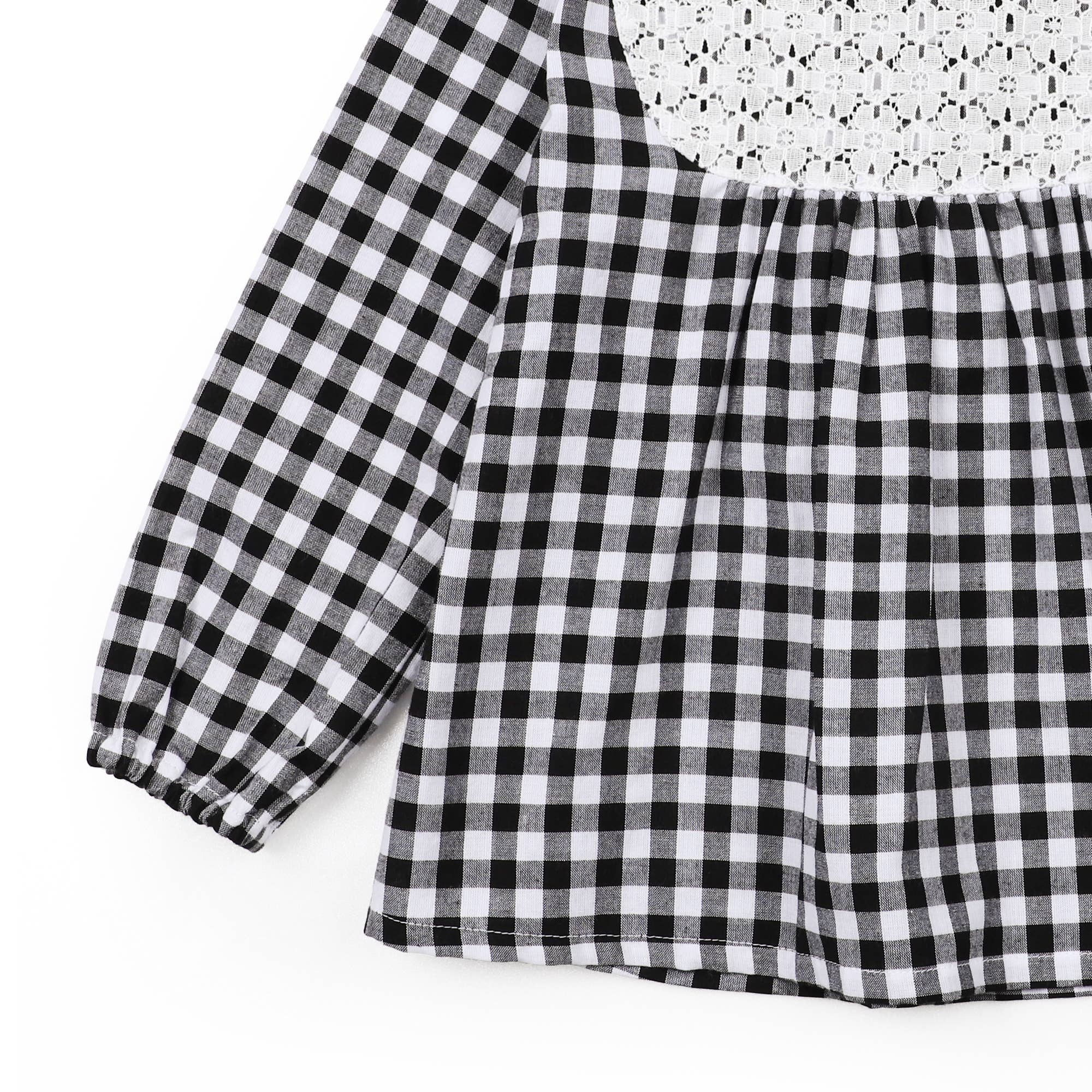 Gingham Lulu Blouse with Lace Accent - ToTo Heros l Premium Children's Clothing