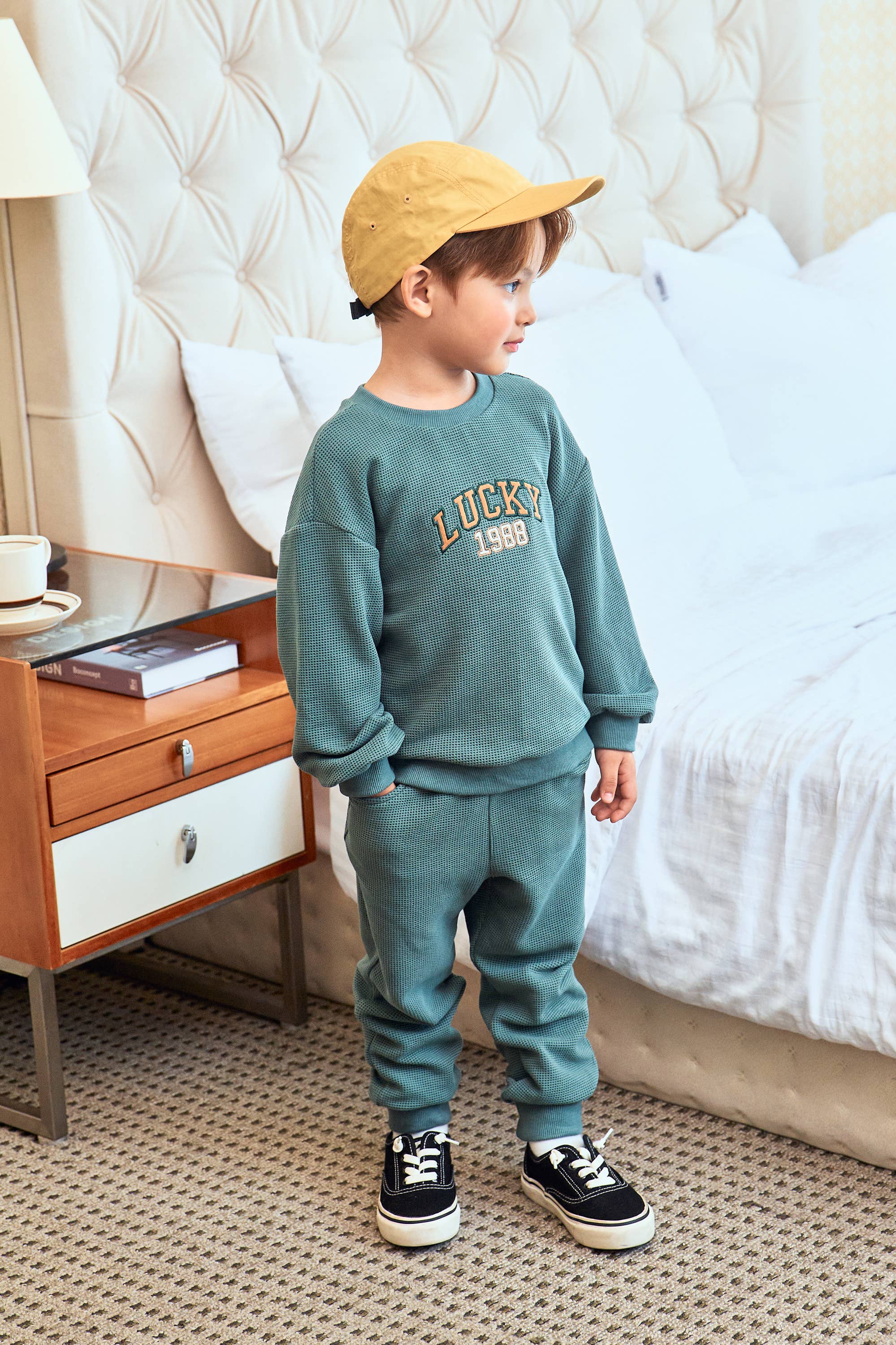 Lucky Waffled Sweatshirt & Sweatpants Set - ToTo Heros l Premium Children's Clothing