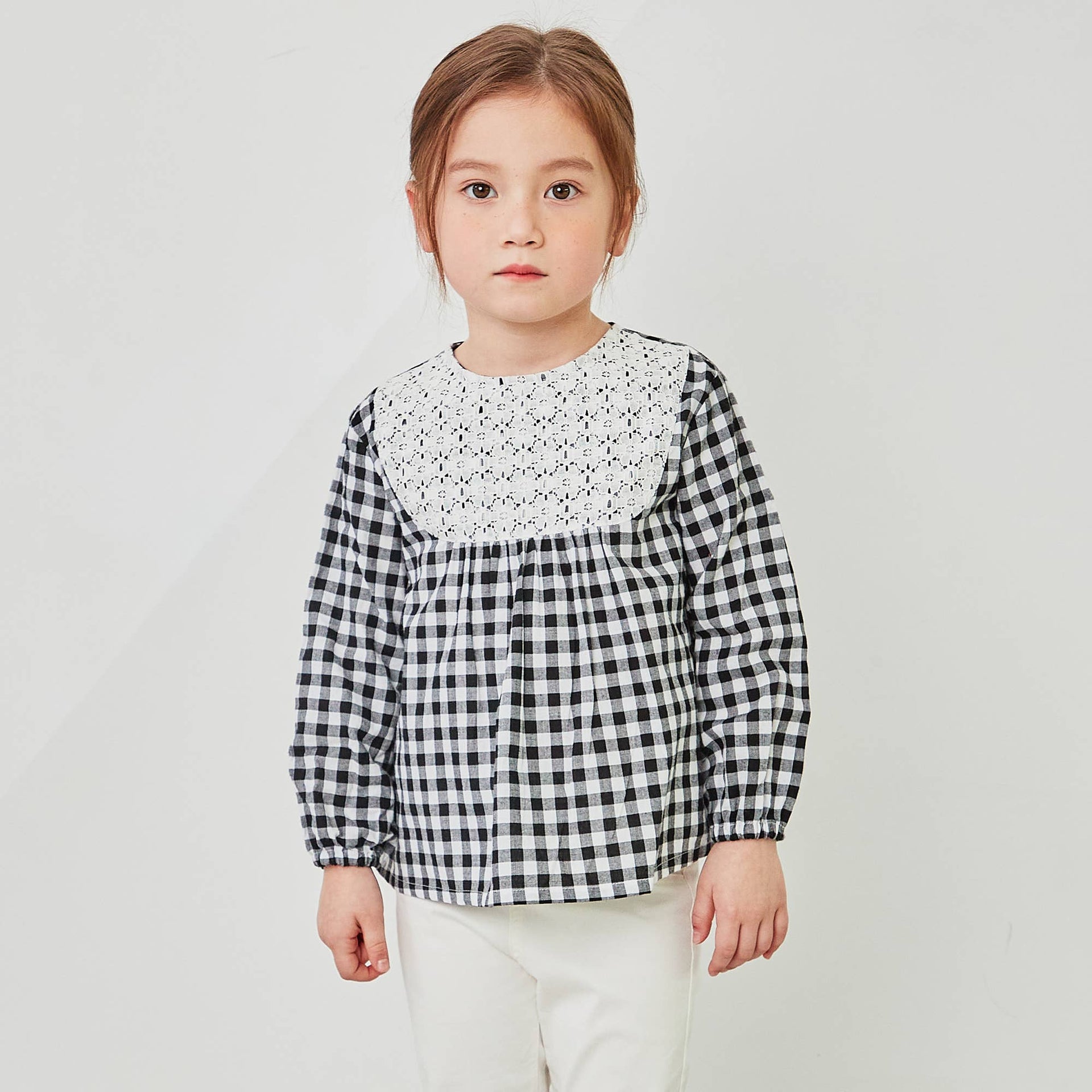 Gingham Lulu Blouse with Lace Accent - ToTo Heros l Premium Children's Clothing