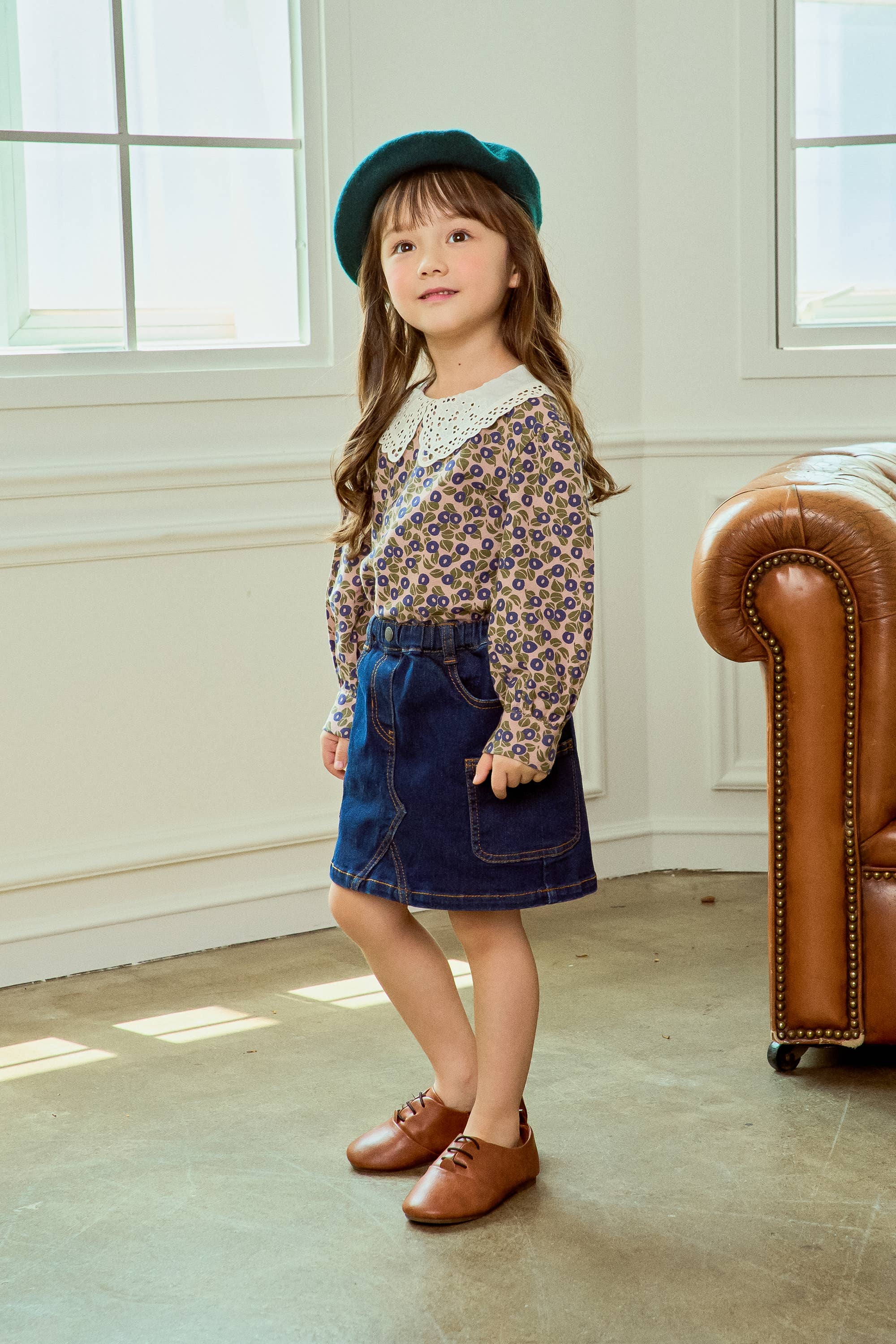 Melissa Eyelet Collared Print Blouse - ToTo Heros l Premium Children's Clothing