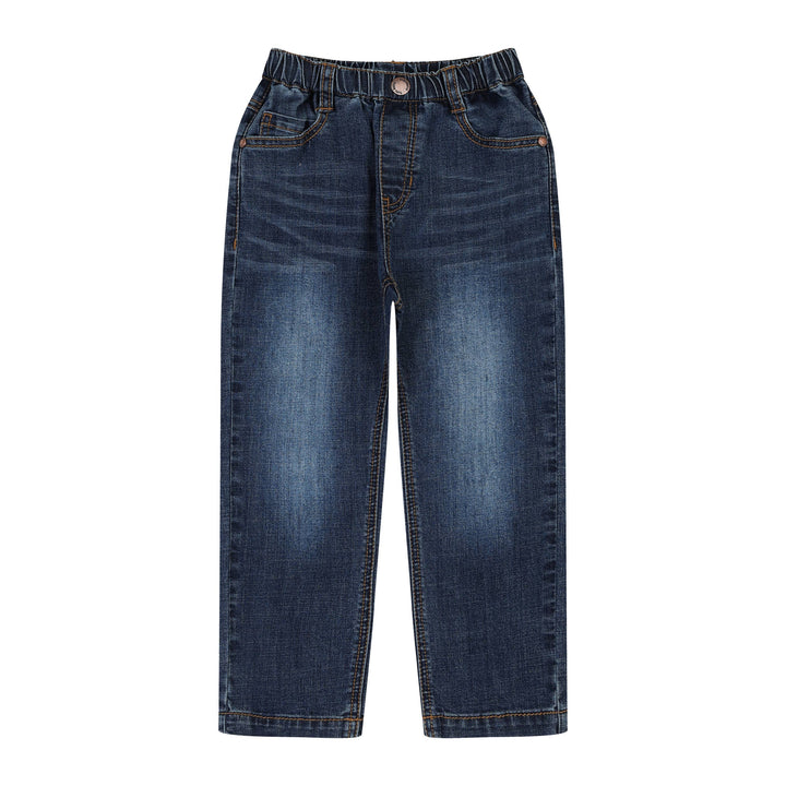 Dark Blue Washed Straight Denim Pants - ToTo Heros l Premium Children's Clothing