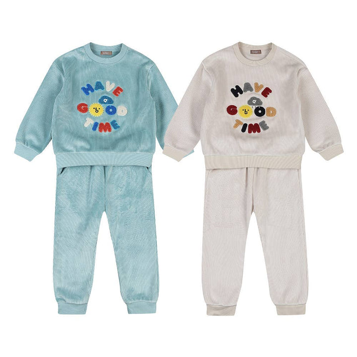 Milo Embroidery Velvet Corduroy Sweatshirt & Sweatpants Set - ToTo Heros l Premium Children's Clothing