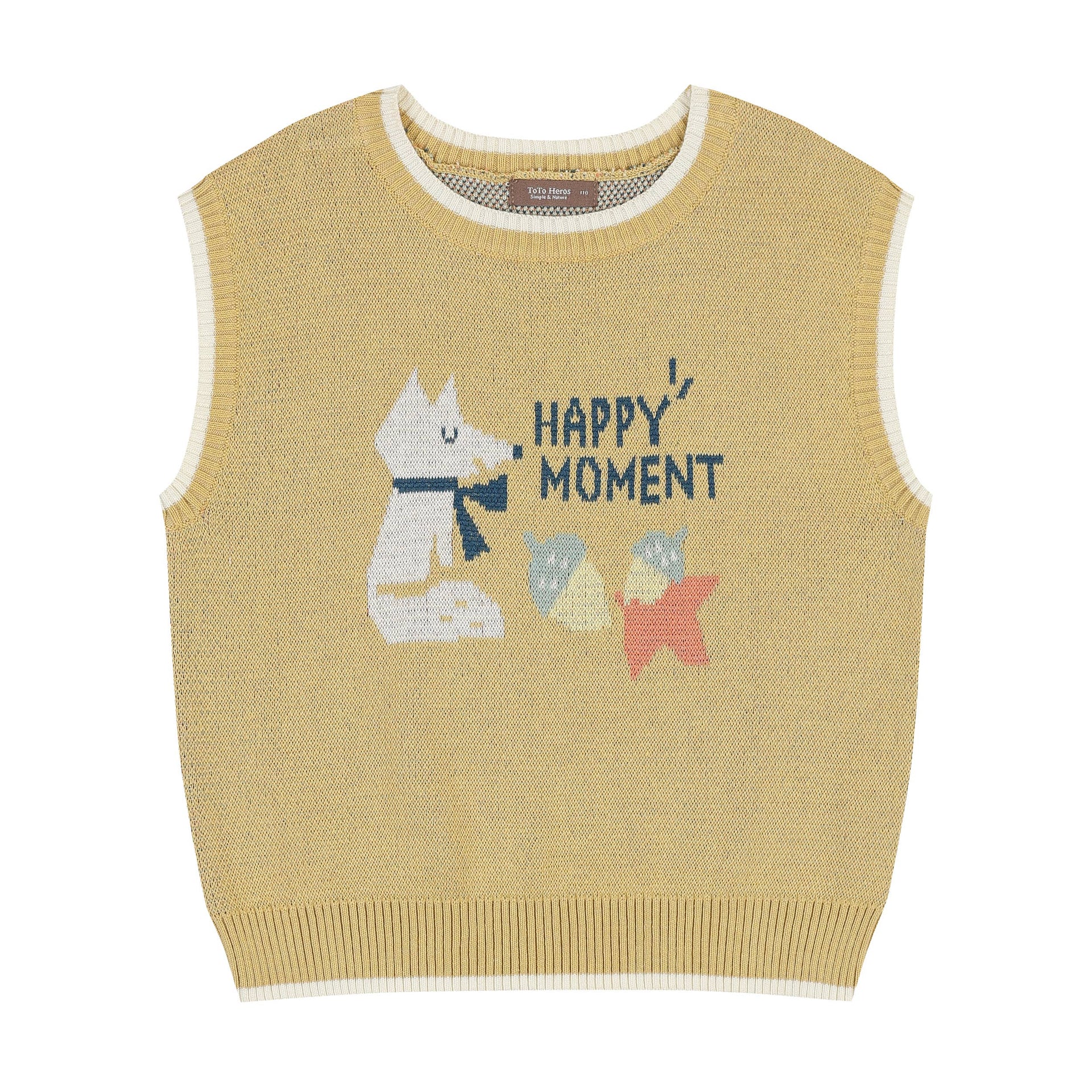 Fox Pattern Happy Moment Round Neck Knit Vest - ToTo Heros l Premium Children's Clothing