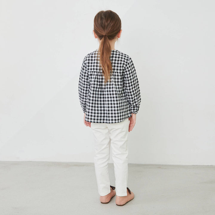 Gingham Lulu Blouse with Lace Accent - ToTo Heros l Premium Children's Clothing