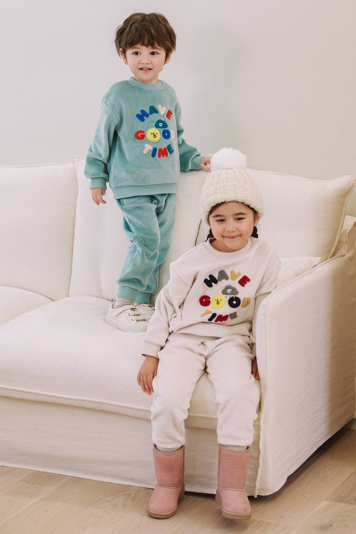 Milo Embroidery Velvet Corduroy Sweatshirt & Sweatpants Set - ToTo Heros l Premium Children's Clothing