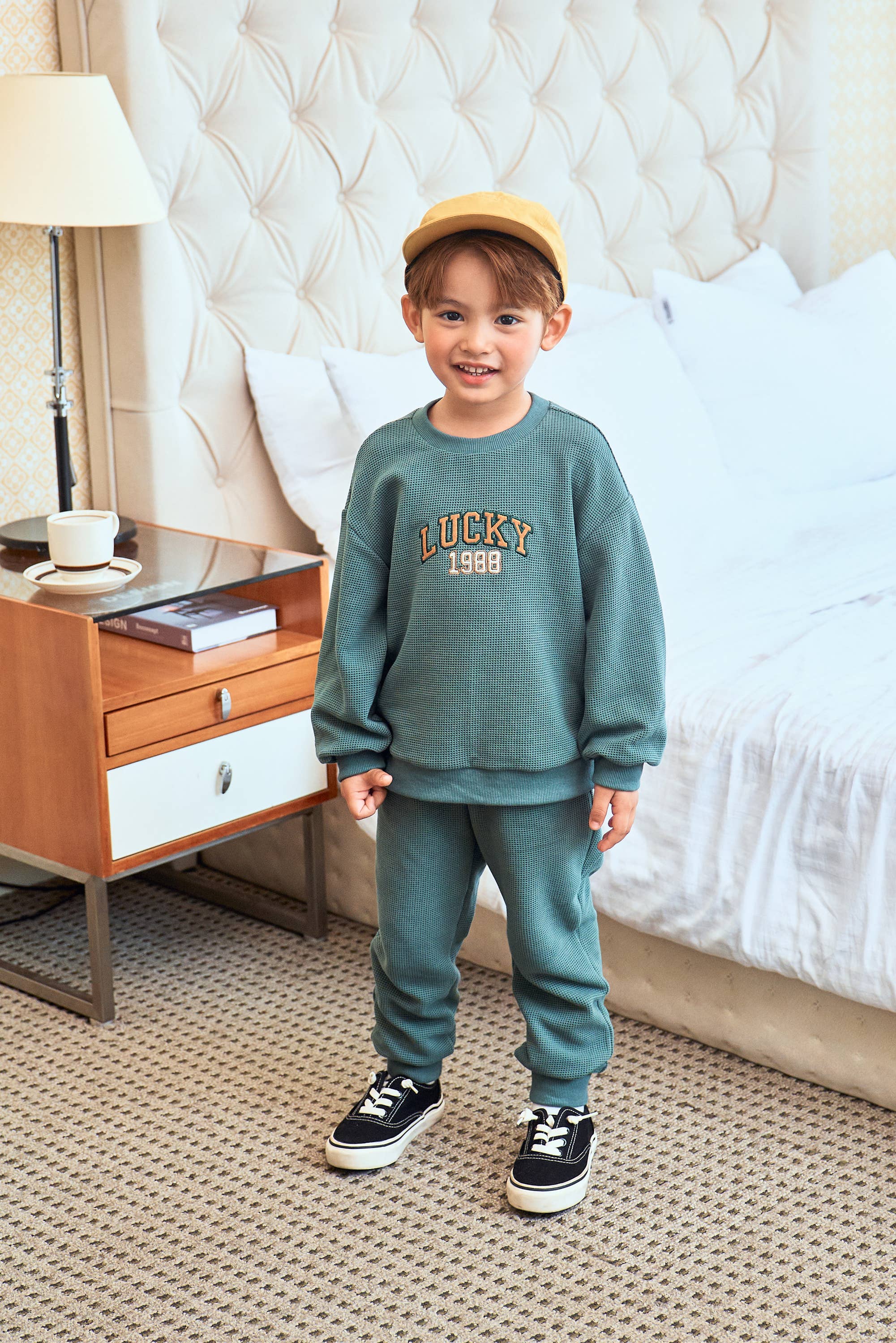 Lucky Waffled Sweatshirt & Sweatpants Set - ToTo Heros l Premium Children's Clothing